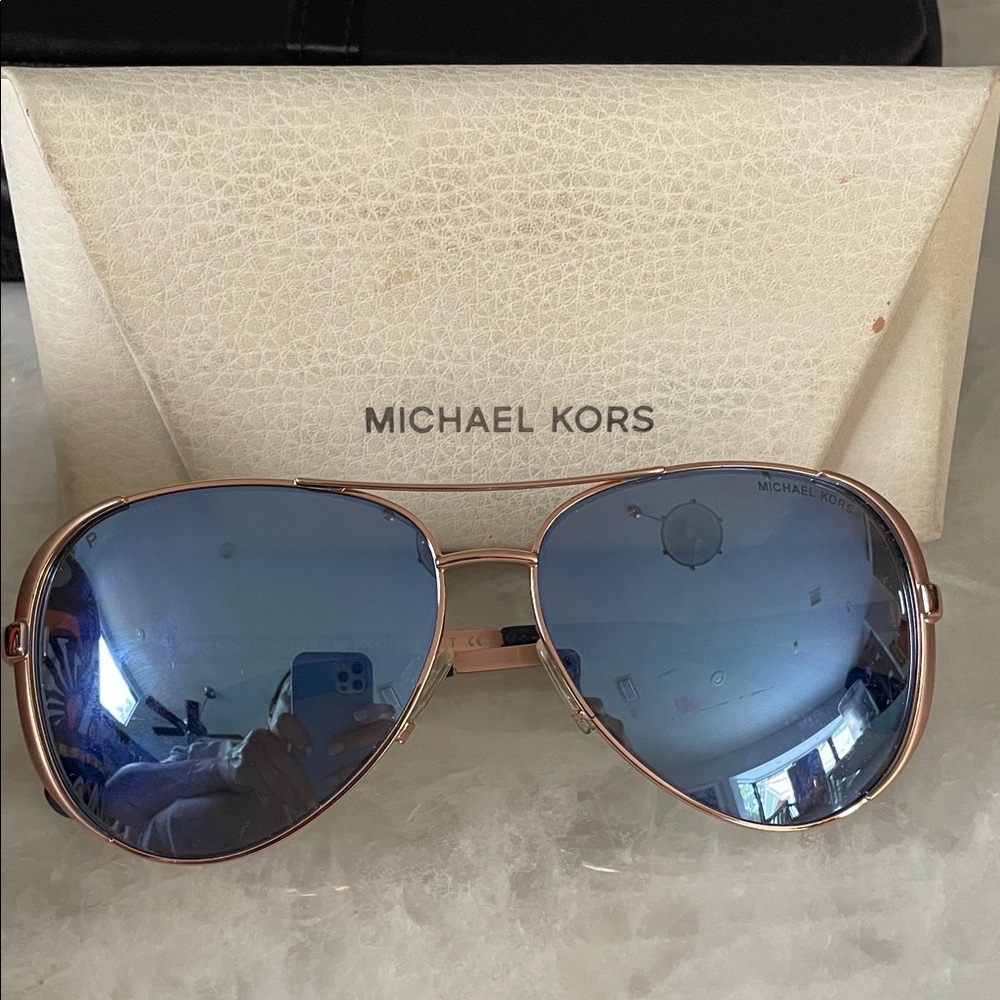 Michael Kors Rose Gold Aviator Sunglasses